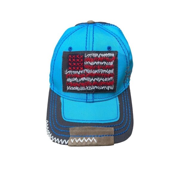 VINTAGE True Religion Patchwork Hat Baseball Cap Blue - Picture 2 of 7